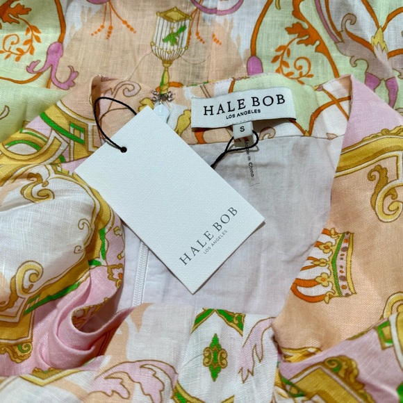 NWT HALE BOB Sophrona Pastel Paisley Print Drape Front Linen Skirt Size Small - Picture 7 of 8